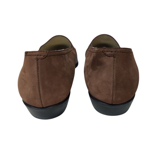 Vtg 90s Josephine Gold Capped Western Nubuck Leather Croc Embossed Flats 8 - Picture 3 of 12